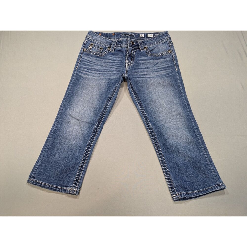 Miss Me Jeans Womens 27 Signature Capri Cropped Embellished Horseshoe Y2K Denim